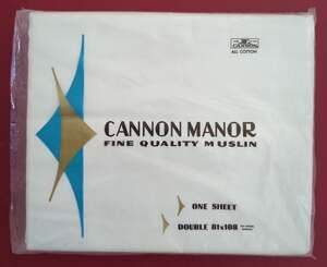 Cannon Manor Fine Quality Muslin Double Bed Flat Sheet 100% Cotton USA 81 x 108